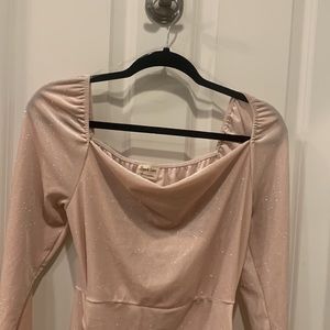 Peach Love California sparkly iridescent champagne colored Mini dress size M